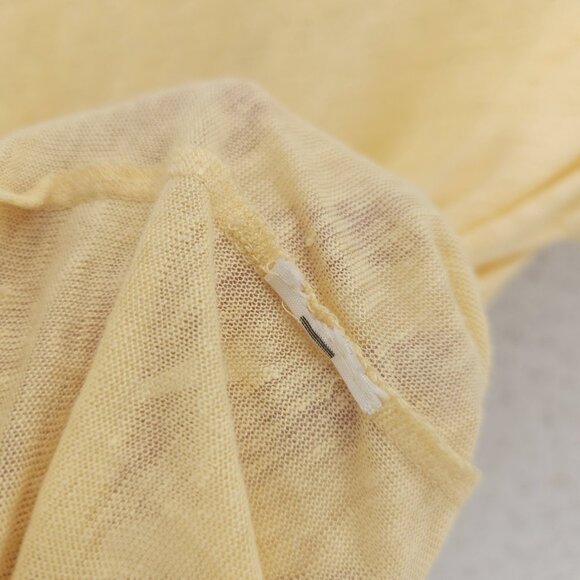 STANDARD JAMES PERSE Yellow Linen Woven V-Neck Tee Rounded Hem Sz 3 - LARGE - Picture 4 of 5